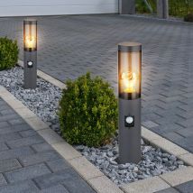 Globo - Lampada da terra per illuminazione esterna lampada a stelo fumo antracite esterno con rilevatore di movimento lampada da terra da giardino,