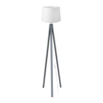 Toscohome - Lampada da terra treppiede grigio con paralume bianco in tessuto DECOGRI3565