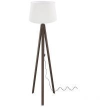 Lampada da terra treppiede noce con paralume Tripod bianco DECONOCE2736