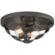 Plafoniera Industrial Nordica Bradbury Acciaio Grigio Cenere 2 Luci E14