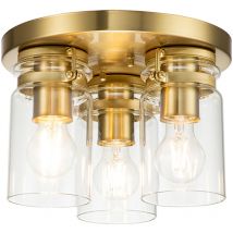 Plafoniera Contemporanea Brinley Acciaio Ottone Spazzolato 3 Luci E27