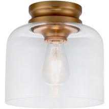 Plafoniera Contemporanea Hounslow Acciaio Ottone Brunito Vetro 1 Luce E27