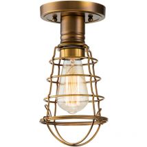 Plafoniera Industrial Nordica Mixon Acciaio Ottone Anticato 1 Luce E27