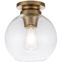 Plafoniera Contemporanea Tabby Acciaio Ottone Brunito Vetro 1 Luce E27