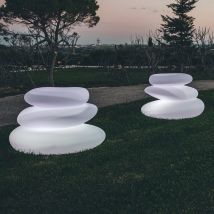Macetero lámpara complemento de decoración de resina 75X62X47 cm Mod. Eden Pot Bright Luz Blanca