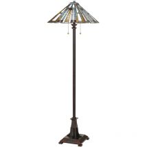Piantana Tiffany Maybeck Acciaio Bronzo Valiant 2 Luci E27