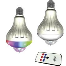 Lampada Lampadina 9 Led E27 Rotante Luce Discoteca Festa Party Con Telecomando