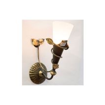 Applique da esterno CRUCCOLINI – Lampada in ferro battuto con paralume in vetro – 12x30x36 cm – E14 max 40W – IP40