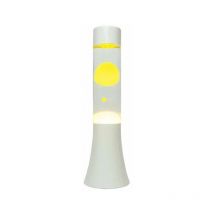 Lampada lava lamp gialla e bianca liquido trasparente H31CM