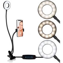 Lampada Led Anello Morsetto da Tavolo Collo Flessibile Video Selfie 3 Intensita'