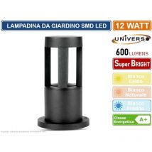 LAMPADA LED DA GIARDINO CON FISSAGGIO A TERRA 12W COLORE NERO 600 LUMEN DA ESTERNO IP65 30CM - Colore Luce: Bianco Freddo