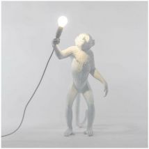 Lampada led di design Seletti monkey lamp, versione da appoggio, in resina bianca, 46x27,5 h54 cm, slt 14880.
