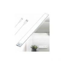 Lampada led per Armadio con Sensore di Movimento Ricaricabile, Luce Tricolore, Wireless, 40 cm, Scala, Lampada per Interni, Striscia led 3 Modalità,