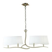 Inspired Mantra Fusion Ninette Pendente Lineare Ninette 2 Bracci 4 Luci E14, Ottone Anticato Con Paralumi Bianco Avorio