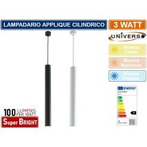 Lampadario applique a sospensione di forma cilindrica 3W 300 lumen colore bianco - nero - Colore Luce: Bianco Freddo \ Colore: Bianco