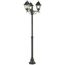 Palo Telescopico Da Esterno Contemporaneo Old Alluminio e Vetro Nero 3 Luci E27