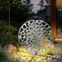Lampada solare con picchetto da terra lampada da giardino orientale decorativa a luce solare in metallo per esterni, metallo, 1x led bianco caldo,