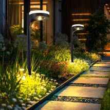 Lampada solare da giardino solare nera, plug-in, lampada solare, illuminazione dall'alto verso il basso, 13x led bianco caldo, PxA 11x45 cm, set da 2