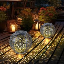 Lampada solare lampada a sospensione decorazione da giardino led da giardino rotonda lampada da esterno design a sfera, nero argento, 1x led, PxA
