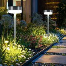 Lampada solare Lampada da esterno a led Lampada da sentiero Decorazione da giardino Lampada da terra con picchetto Decorazione solare, Acciaio