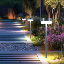 Lampada solare Lampada da esterno a led Lampada da sentiero Decorazione da giardino Lampada da terra con picchetto Decorazione solare, Acciaio