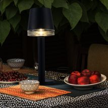 Lampada solare led lampada da tavolo lampada da esterno lampada da terrazza lampada da giardino, plastica trasparente nera, batteria 6-8h IP44, 3000K