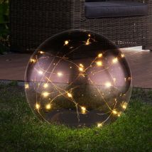 Lampada solare luce esterna lampada solare luce giardino terrazza, antispruzzo, batteria nero fumè, 20x led 3000K, DxH 15x26 cm