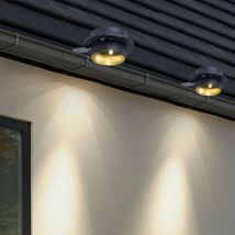 Lampada solare per grondaia, lampada da parete antracite con morsetto, lampada da recinzione per esterni, metallo plastica, led bianco caldo, l 16