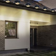 Lampada solare per grondaia, lampada da parete antracite con morsetto, lampada da recinzione per esterni, metallo plastica, led bianco caldo, l 16