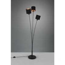 Iperbriko - Lampada sur pied Tommy 3 Abat-jours Tissu Noir et Or