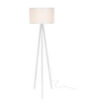 Iperbriko - Lampada sur pied trépied en bois et tissu Blanc 36x h136 cm