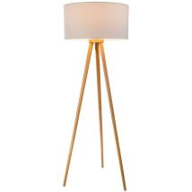 Lampadaire 1 Feuille. Pied Stabilo En Bois De Frêne, Abat-jour Blanc Pour 1xe27, Max.60w, H: 150cm, Abat-jour D: 50cm Faux
