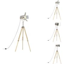 Lampadaire à trépied bois de manguier massif 140 cm - Lampadaire Retro - Lampadaire Industriel - Lampadaire Pied Tripode - Éclairage Intérieur