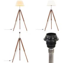 Lampadaire à trépied Marron miel et blanc Bois de teck 141 cm - Lampadaire Retro - Lampadaire Bois - Lampadaire Industriel - Lampadaire Ajustable