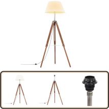 Lampadaire à trépied Marron miel et blanc Bois de teck 141 cm - Lampadaire Retro - Lampadaire Bois - Lampadaire Industriel - Lampadaire Ajustable