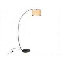 Vente-unique - Lampadaire arc cannage - style ethnique - Fer et rotin - h. 195 cm - Noir et naturel - neirobi