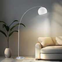 Lampadaire Arc lampe de lecture lampadaire lampe de salon lampadaire, métal acrylique chrome blanc, 1x E27, h 180 cm