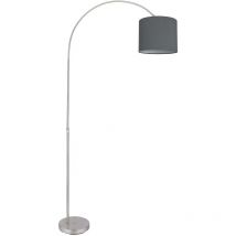 Etc-shop - Lampadaire Arch abat-jour tissu Lampadaire incurvé salon Arc lampe gris, réglable en hauteur, 1x E27, LxH 96x195 cm
