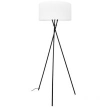 Lampadaire Battista, Métal, Cellulose, Noir, Blanc, 62x62x154 cm