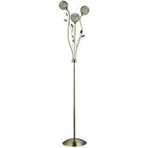 Searchlight - Bellis - Lampadaire Design à 3 Lumières, Laiton Antique et Verre, G9