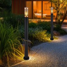 Globo Lighting - Lampadaire borne lumineuse chemin lumineux lampes de jardin noir IP44 lampadaire balcon, acier inoxydable cuivre, 1x douille E27,