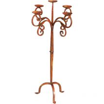 Biscottini - Lampadaire chandelier en fer forgé fait main finition rouge antique L48XPR48XH95 cm