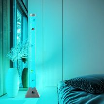 Colonne lumineuse led colonne d'eau avec colonne de bulles d'eau poisson, avec lampadaire décoratif led rvb à changement de couleur, LxlxH 19x19x90 cm
