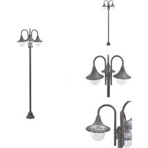 Lampadaire de jardin E27 220 cm Aluminium 3 lanternes Bronze - Lampadaire De Jardin - Lampadaire Exterieur - Éclairage Extérieur - Luminaire De