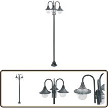 Lampadaire de jardin E27 220cm Aluminium 3 lanternes Vert foncé - Lampadaire De Jardin - Lampadaire Exterieur - Éclairage Extérieur - Luminaire