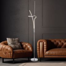 Lampadaire Lampadaire Lampadaire lampe design chrome, acrylique, interrupteur, led smd 20,1 watt 1600 lumens blanc chaud, DxH: 18x145 cm