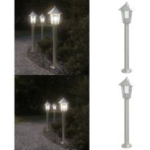 Lampadaire d'extérieur argenté 80 cm acier inoxydable - Lampadaire Exterieur - Éclairage Extérieur - Luminaire Extérieur - Lampe De Terrasse
