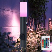 Eclairage de chemin extérieur avec détecteur de mouvement 2x prise de courant lumière de jardin dimmable avec télécommande, acier inoxydable
