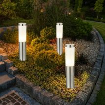 Etc-shop - Lampadaire d'extérieur, lampadaire de jardin, lampadaire de patio, borne lumineuse en acier inoxydable, argent, 1x E27, DxH 7,6x45 cm, lot