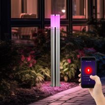 Lampadaire d'extérieur pour chemin Lampe de jardin led lumière extérieure en acier inoxydable, opale en plastique argenté, contrôle par application